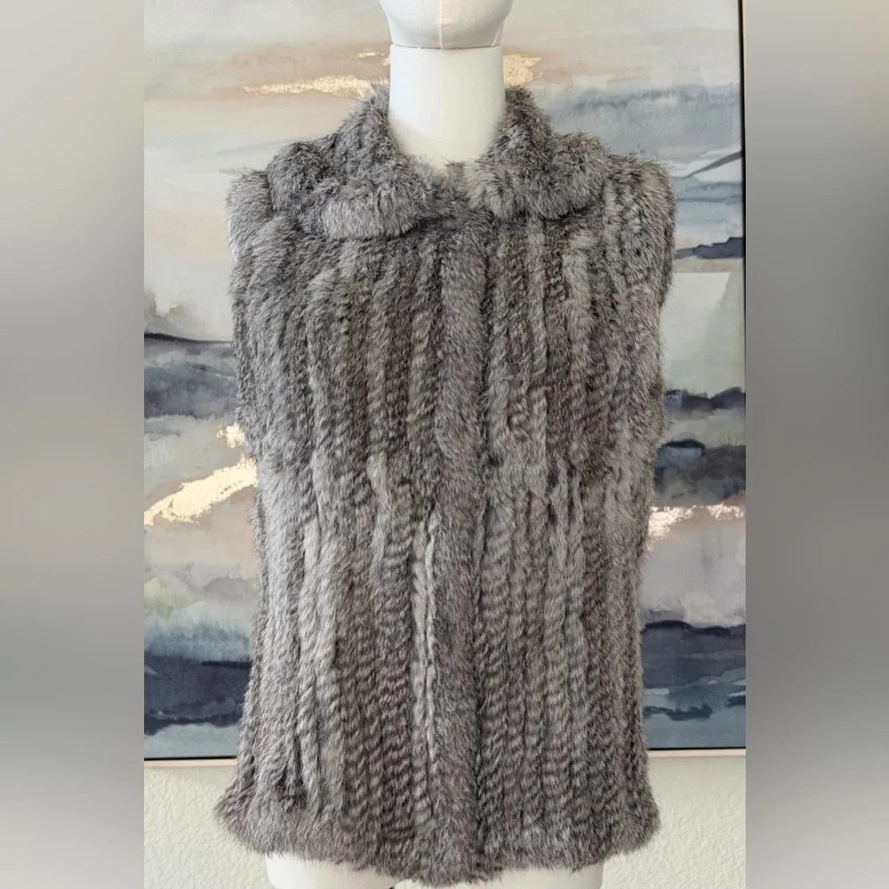 Bagatelle 100% Genuine Rabbit Fur Size S Winter Grey - Picture 3 of 16